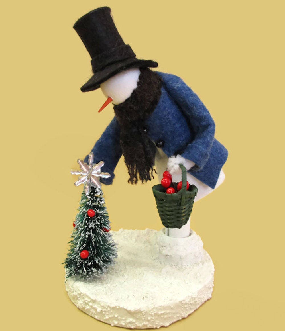 Snowman Decorating the Tree